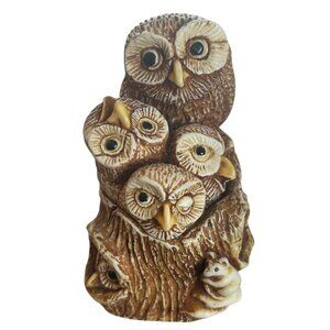 Vintage Siab Owls And Mouse Creatures Family Trinket Box 1995